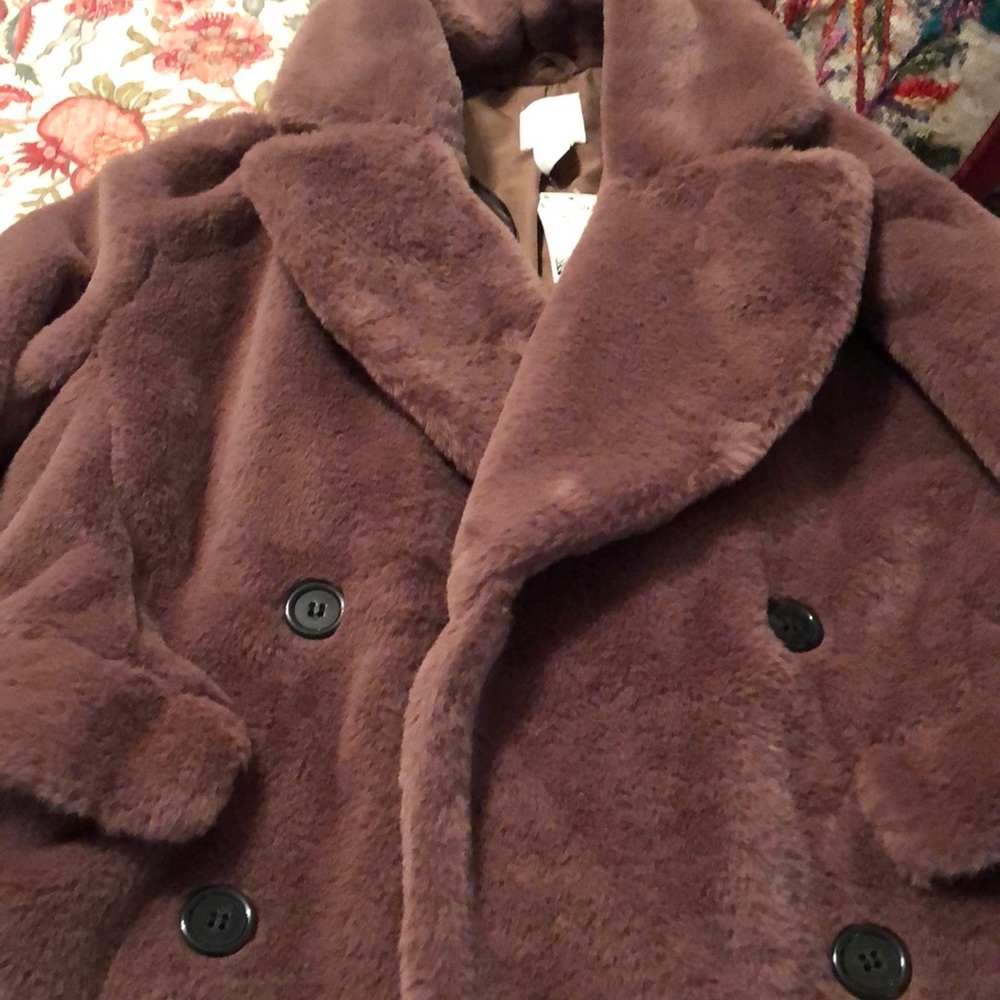Brand new h and m faux fur pea coat. Runs big